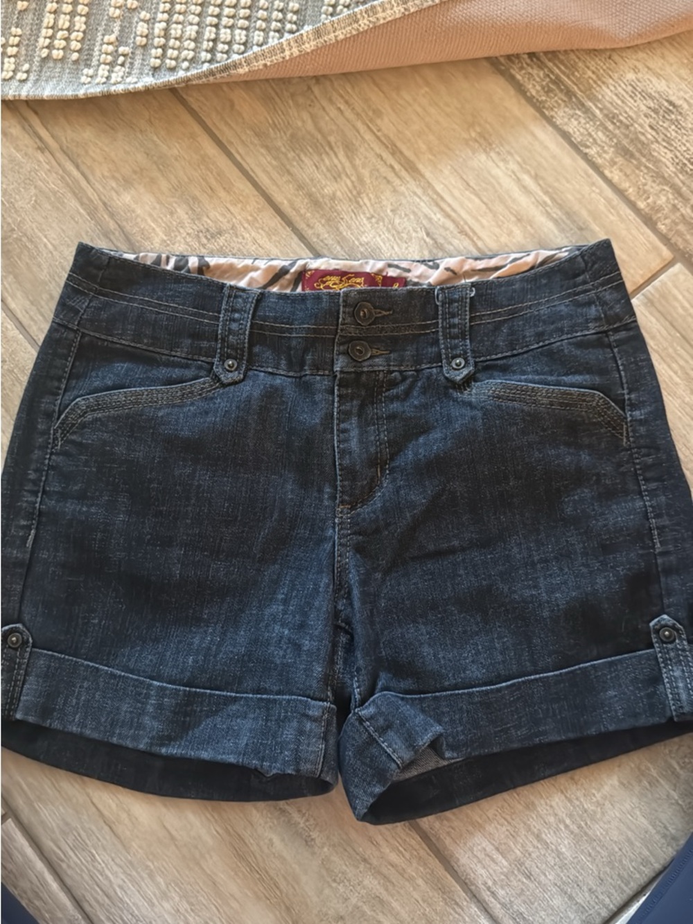 Dark Blue Denim  Cuffed Women’s Shorts Bermuda Business size 8